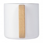 Taza de acero reciclado con aislamiento y mango de madera 360ml color blanco segunda vista trasera