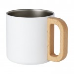 Taza de acero reciclado con aislamiento y mango de madera 360ml color blanco segunda vista
