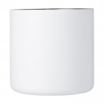 Taza de acero reciclado con aislamiento y mango de madera 360ml color blanco segunda vista frontal