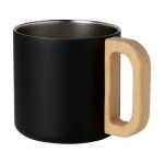 Taza de acero reciclado con aislamiento y mango de madera 360ml color negro segunda vista