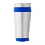 Vaso térmico de acero inoxidable reciclado con tapa giratoria 410ml color azul segunda vista frontal