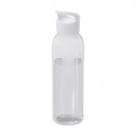 Botella transparente de plástico reciclado con asa en la tapa 650ml color blanco