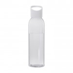 Botella transparente de plástico reciclado con asa en la tapa 650ml color blanco segunda vista trasera