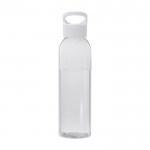 Botella transparente de plástico reciclado con asa en la tapa 650ml color blanco segunda vista frontal
