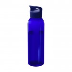 Botella transparente de plástico reciclado con asa en la tapa 650ml color azul