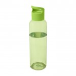 Botella transparente de plástico reciclado con asa en la tapa 650ml color verde