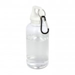 Botella transparente de plástico reciclado con mosquetón 400ml color blanco