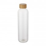 Botella de plástico reciclado transparente con tapa de bambú 1L color transparente