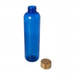 Botella de plástico reciclado transparente con tapa de bambú 1L color azul segunda vista