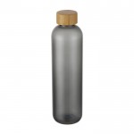 Botella de plástico reciclado transparente con tapa de bambú 1L color gris transparente