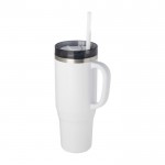 Vaso con pajita con aislamiento de aire de doble pared 1,2L color blanco