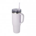 Vaso con pajita con aislamiento de aire de doble pared 1,2L color morado
