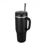 Vaso con pajita con aislamiento de aire de doble pared 1,2L color negro