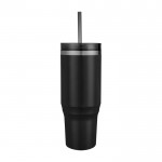 Vaso con pajita con aislamiento de aire de doble pared 1,2L color negro segunda vista frontal