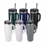 Vaso con pajita con aislamiento de aire de doble pared 1,2L color negro segunda vista varios colores