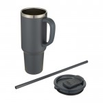 Vaso de doble pared de cobre con aislamiento al vacío y pajita 1,2L color gris segunda vista