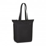 Bolsa con cremallera en rPET reciclado con bolsillo frontal y cierre color negro