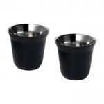 Juego de tazas de café espresso de acero inoxidable de 80ml color negro segunda vista