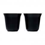 Juego de tazas de café espresso de acero inoxidable de 80ml color negro tercera vista frontal