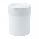Vaso de cerámica con envoltura de silicona y tapa de plástico 330ml color blanco