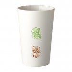 Taza de plástico para café resistente a altas temperaturas 300ml color blanco vista impresión tampografía