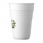 Taza de plástico reutilizable para máquina de café 165ml color blanco vista impresión tampografía