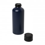 Botella de aluminio reciclado con tapa de plástico con asa 600ml color azul marino segunda vista
