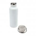 Botella de acero inoxidable reciclado ideal para agua 500ml color blanco segunda vista