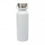 Botella de acero inoxidable reciclado ideal para agua 500ml color blanco segunda vista frontal