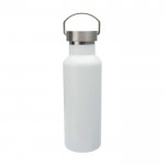 Botella de acero inoxidable reciclado ideal para agua 500ml color blanco tercera vista frontal