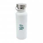 Botella de acero inoxidable reciclado ideal para agua 500ml color blanco vista impresión tampografía
