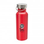 Botella de acero inoxidable reciclado ideal para agua 500ml color rojo vista impresión tampografía