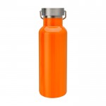 Botella de acero inoxidable reciclado ideal para agua 500ml color naranja segunda vista trasera