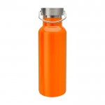 Botella de acero inoxidable reciclado ideal para agua 500ml color naranja segunda vista frontal