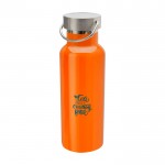 Botella de acero inoxidable reciclado ideal para agua 500ml color naranja vista impresión tampografía