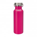 Botella de acero inoxidable reciclado ideal para agua 500ml color rosa segunda vista trasera