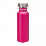 Botella de acero inoxidable reciclado ideal para agua 500ml color rosa segunda vista frontal