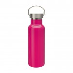 Botella de acero inoxidable reciclado ideal para agua 500ml color rosa tercera vista frontal