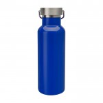 Botella de acero inoxidable reciclado ideal para agua 500ml color azul claro segunda vista trasera