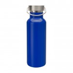 Botella de acero inoxidable reciclado ideal para agua 500ml color azul claro segunda vista frontal