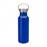Botella de acero inoxidable reciclado ideal para agua 500ml color azul claro tercera vista frontal