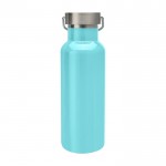 Botella de acero inoxidable reciclado ideal para agua 500ml color turquesa segunda vista trasera