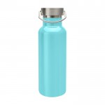 Botella de acero inoxidable reciclado ideal para agua 500ml color turquesa segunda vista frontal