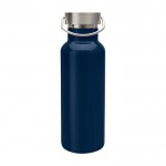 Botella de acero inoxidable reciclado ideal para agua 500ml color azul marino segunda vista frontal