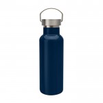 Botella de acero inoxidable reciclado ideal para agua 500ml color azul marino tercera vista frontal