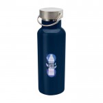 Botella de acero inoxidable reciclado ideal para agua 500ml color azul marino vista impresión tampografía
