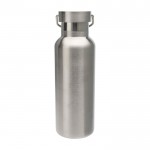 Botella de acero inoxidable reciclado ideal para agua 500ml color plateado segunda vista trasera
