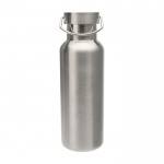 Botella de acero inoxidable reciclado ideal para agua 500ml color plateado segunda vista frontal