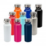 Botella de acero inoxidable reciclado ideal para agua 500ml color plateado segunda vista varios colores