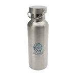 Botella de acero inoxidable reciclado ideal para agua 500ml color plateado vista impresión tampografía